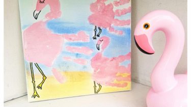 kinderen schilderij flamingo knutselen